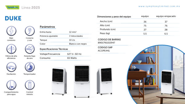 Enfriador de Aire DUKE de Symphony - Imagen 4