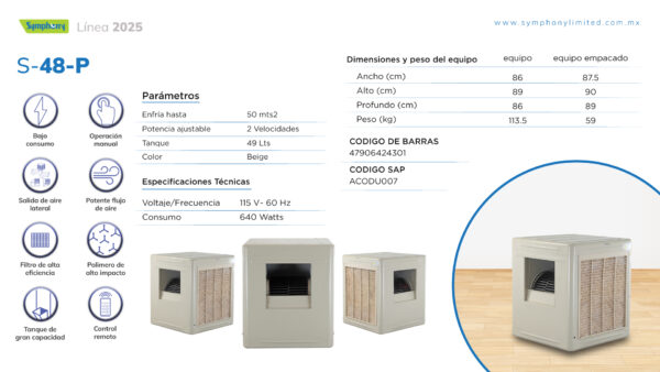 Enfriador de Aire S-48-P de Arctic Circle by Symphony - Imagen 4