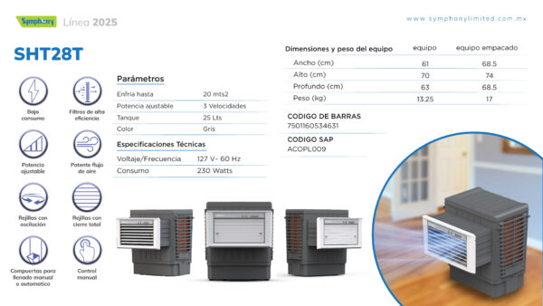 Enfriador de Ventana SHT28T de Symphony - Imagen 7